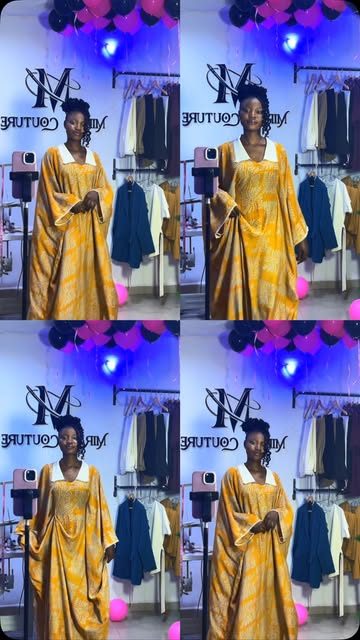 Flowing printed bubu kaftan by Miras Couture